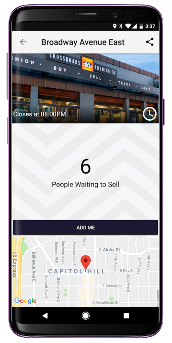 Crossroads app on an Android device