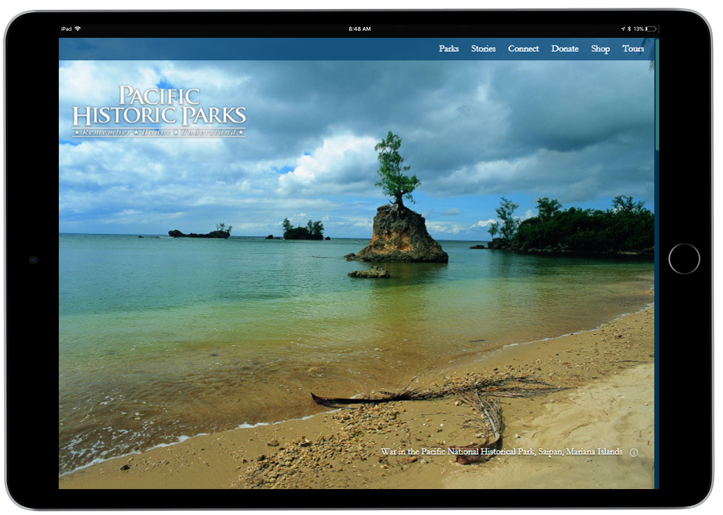 Pacific Historic Parks website on an iPad